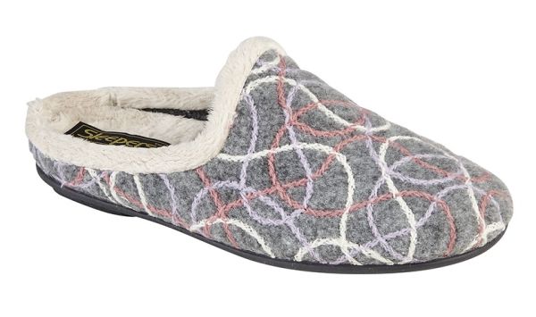  Sleepers KATIE Textile Knitted Lining Slip On Ladies Mule Slippers LS361F