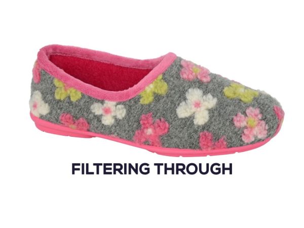 SLEEPERS GRACIE Knitted Multi Flower Floral Memory Sock Full Slippers LS382FM