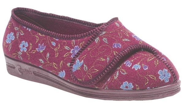 Comfylux Davina LS667 Floral Printed Extra Wide Touch Fasten Slippers  LS667D