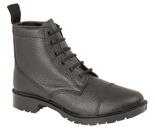 Grafters M391A Unisex Black Grain Leather 6 Eye Cadet Military Army Boots M391A