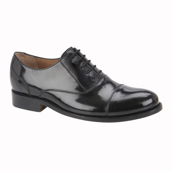 KENSINGTON M481 Black Hi-Shine Leather Capped Oxford Shoes M481A