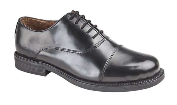 Scimitar M620A Mens Black Plain Leather Capped Oxford Cadet Shoes M620A