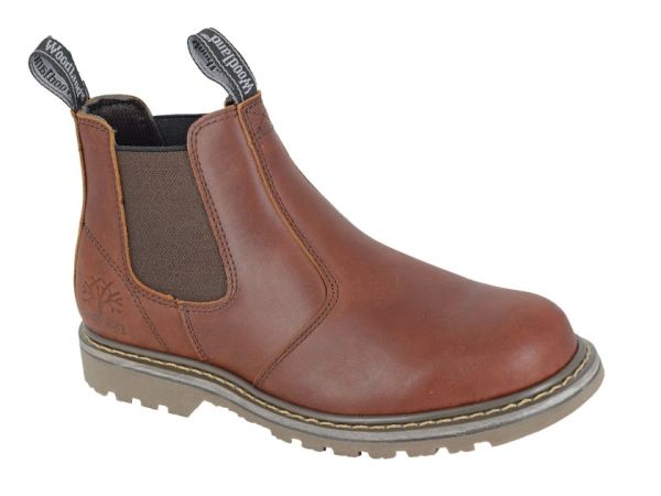 Woodland M858 Dark Brown Tumbled Leather Gusset Chelsea Boots M858B