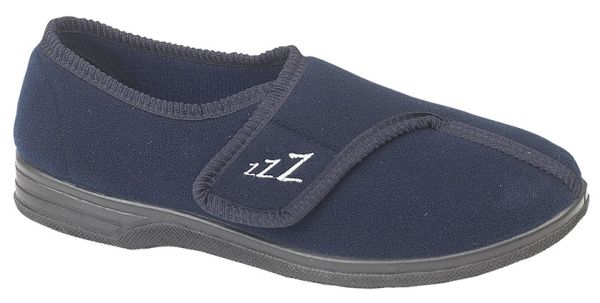 Zedzzz CONNOR MS477 Mens  Touch Fastening Navy Blue Xtra Wide Indoor Slippers  MS477C