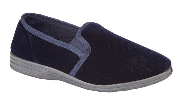 Zedzzz ROSS MS483 Velour Suede Effect Twin Gusset Full Indoor Slippers  MS483C