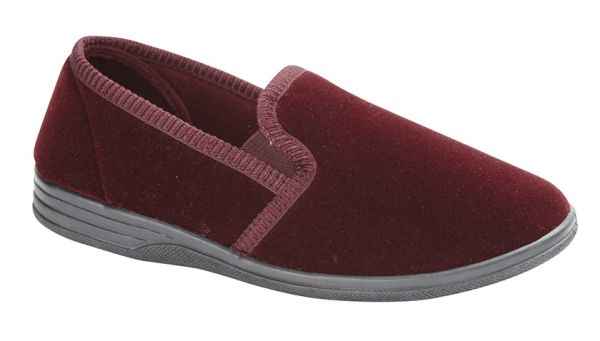 Zedzzz ROSS MS483 Velour Suede Effect Twin Gusset Full Indoor Slippers  MS483D