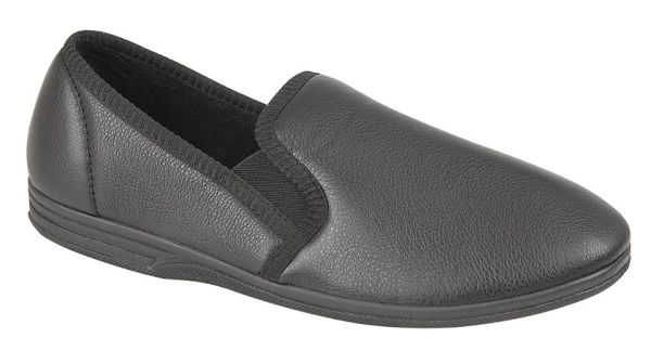 Zedzzz IVOR MS499 Grained Leather Look Indoor Full Slippers MS499A