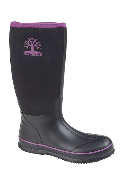 Woodland W395 Warm Neoprene Womens Winter Wellies Black Wellington Boots W395A